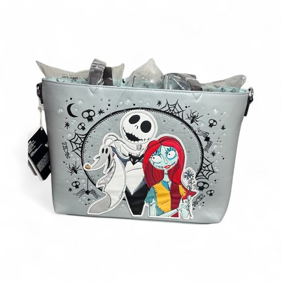 Loungefly Disney Nightmare Before Christmas Jack Sally Zero Sequin Tote Bag - Picture 1 of 6